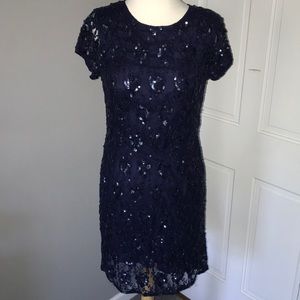 Navy Sequin T-Shirt Dress